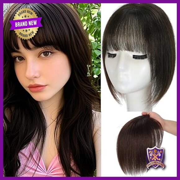 Real Human Hair Topper 12 Inch Hand Tied Clip In Bangs Thinning Crown Coverage
